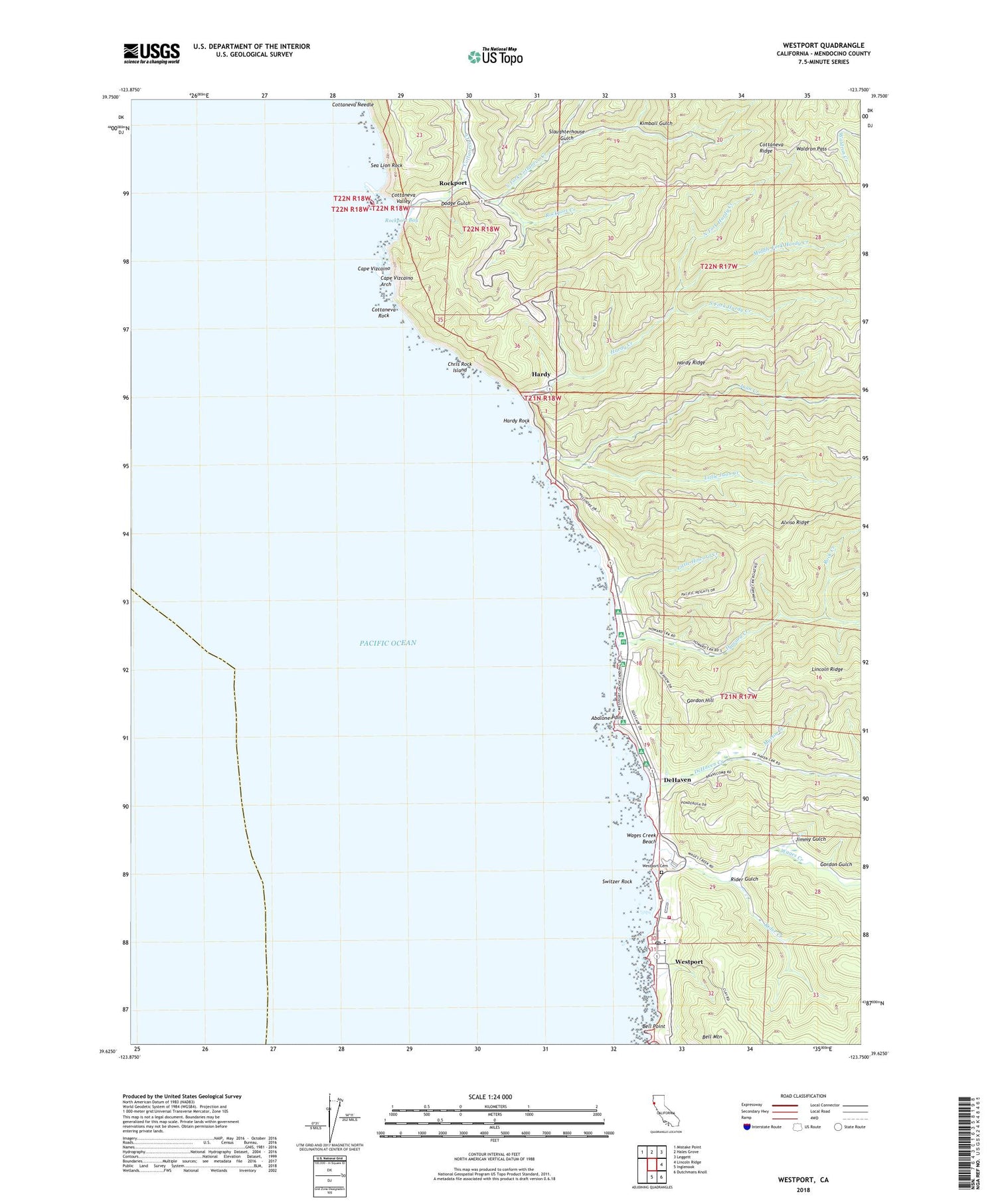 Westport California US Topo Map Image