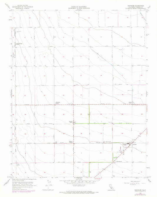 Classic USGS Westside California 7.5'x7.5' Topo Map Image