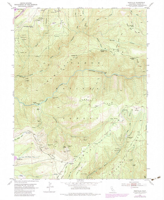 Classic USGS Westville California 7.5'x7.5' Topo Map Image