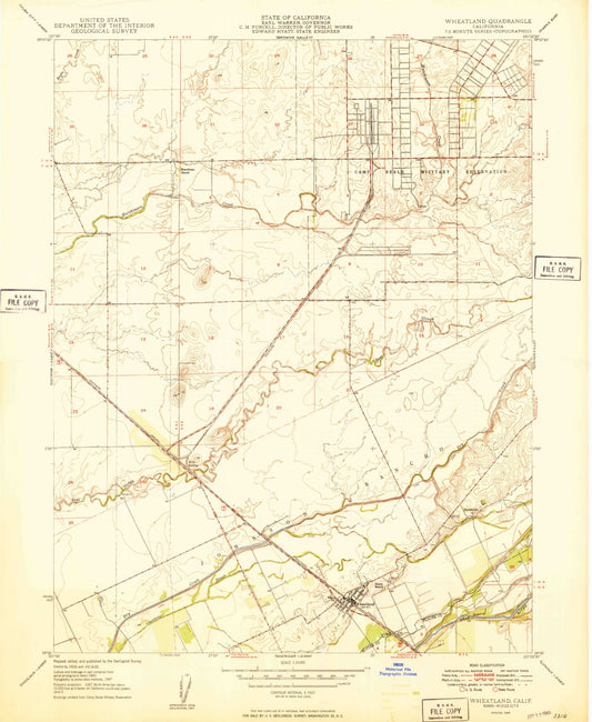 Classic USGS Wheatland California 7.5'x7.5' Topo Map Image