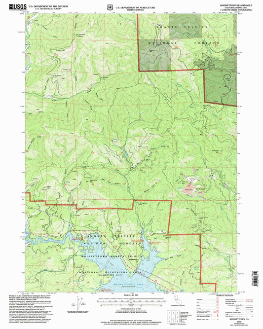 Classic USGS Whiskeytown California 7.5'x7.5' Topo Map Image