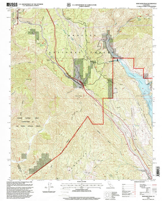 Classic USGS Whitaker Peak California 7.5'x7.5' Topo Map Image