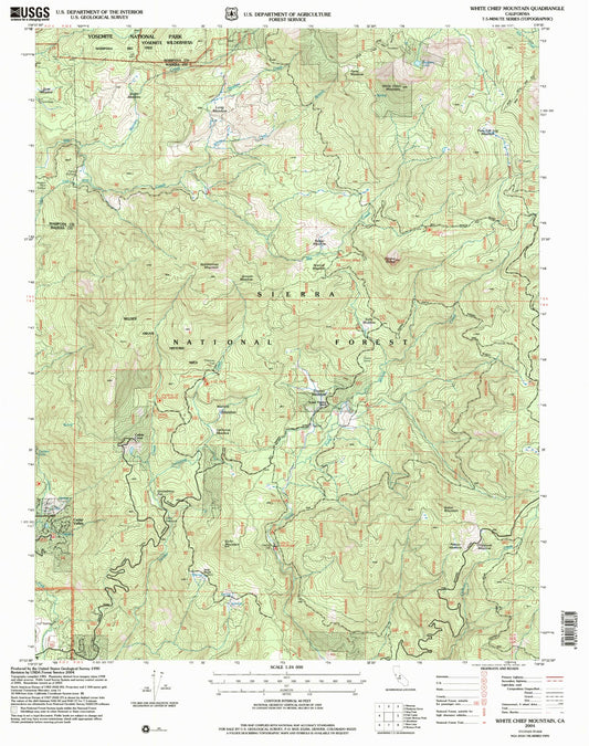 Classic USGS White Chief Mountain California 7.5'x7.5' Topo Map Image