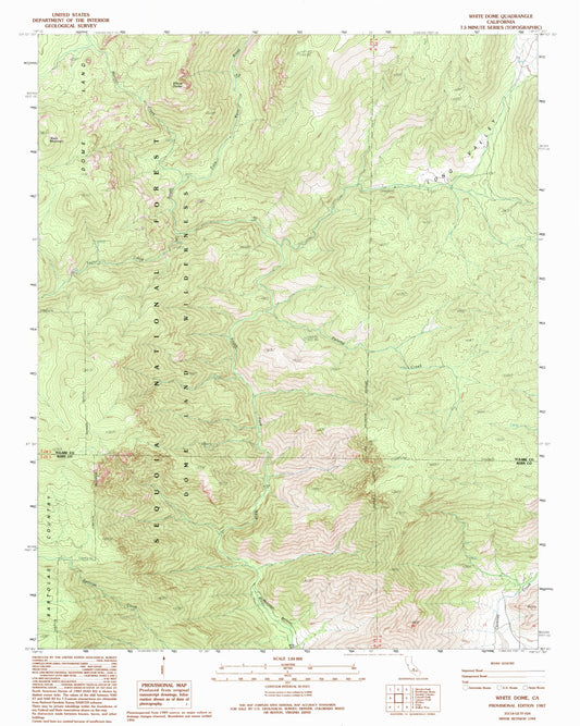 Classic USGS White Dome California 7.5'x7.5' Topo Map Image