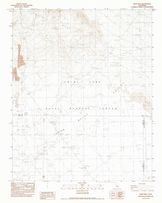 Classic USGS White Hills California 7.5'x7.5' Topo Map Image
