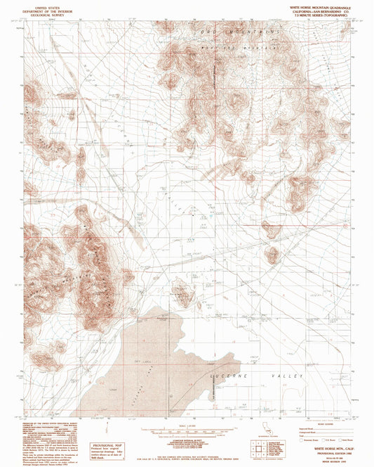 Classic USGS White Horse Mountain California 7.5'x7.5' Topo Map Image