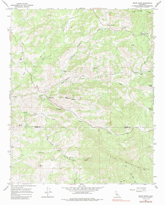 Classic USGS White River California 7.5'x7.5' Topo Map Image
