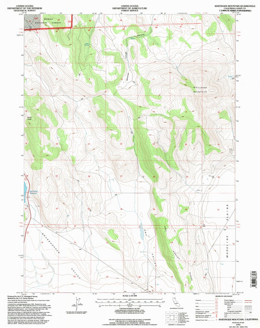 Classic USGS Whitinger Mountain California 7.5'x7.5' Topo Map Image