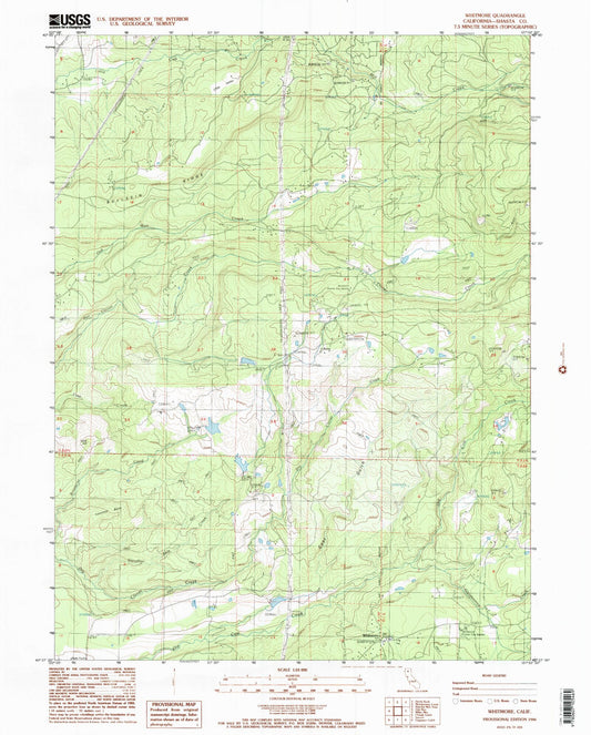 Classic USGS Whitmore California 7.5'x7.5' Topo Map Image