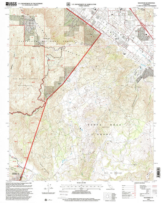 Classic USGS Wildomar California 7.5'x7.5' Topo Map Image