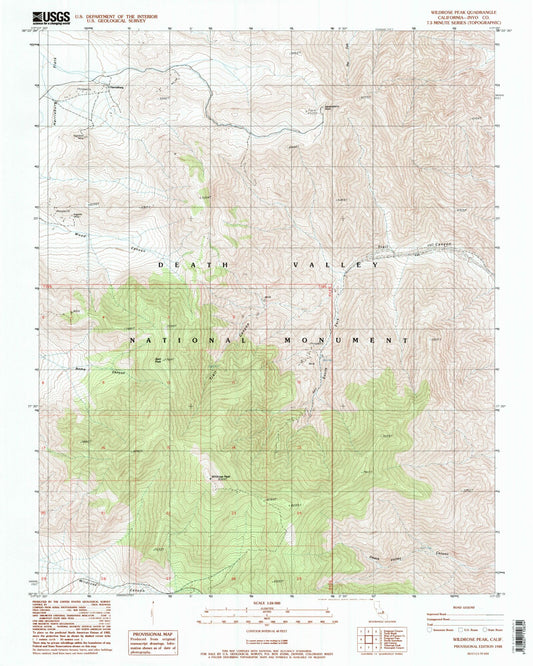Classic USGS Wildrose Peak California 7.5'x7.5' Topo Map Image