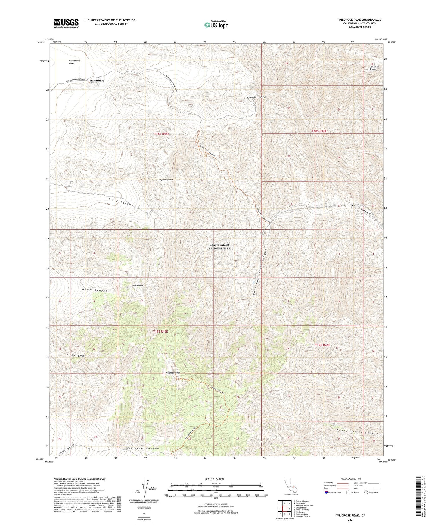 Wildrose Peak California US Topo Map Image