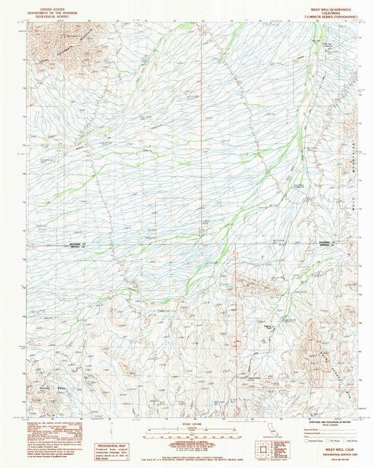 Classic USGS Wiley Well California 7.5'x7.5' Topo Map Image