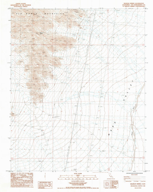 Classic USGS Wilhelm Spring California 7.5'x7.5' Topo Map Image