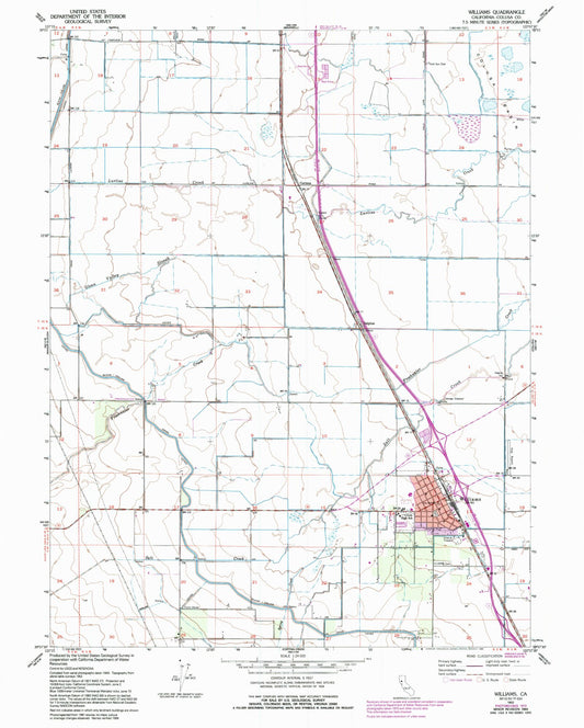 Classic USGS Williams California 7.5'x7.5' Topo Map Image