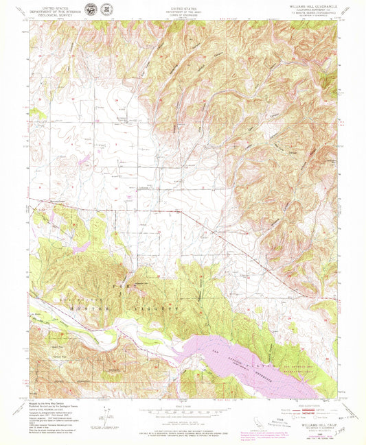 Classic USGS Williams Hill California 7.5'x7.5' Topo Map Image