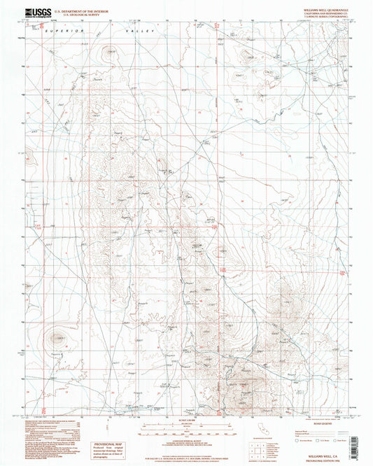Classic USGS Williams Well California 7.5'x7.5' Topo Map Image