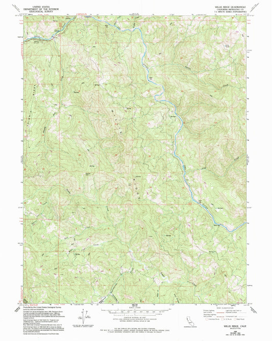 Classic USGS Willis Ridge California 7.5'x7.5' Topo Map Image