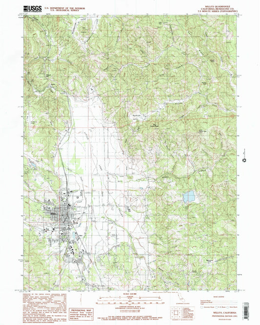 Classic USGS Willits California 7.5'x7.5' Topo Map Image