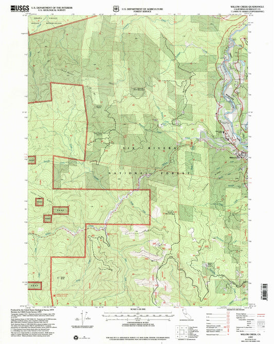 Classic USGS Willow Creek California 7.5'x7.5' Topo Map Image