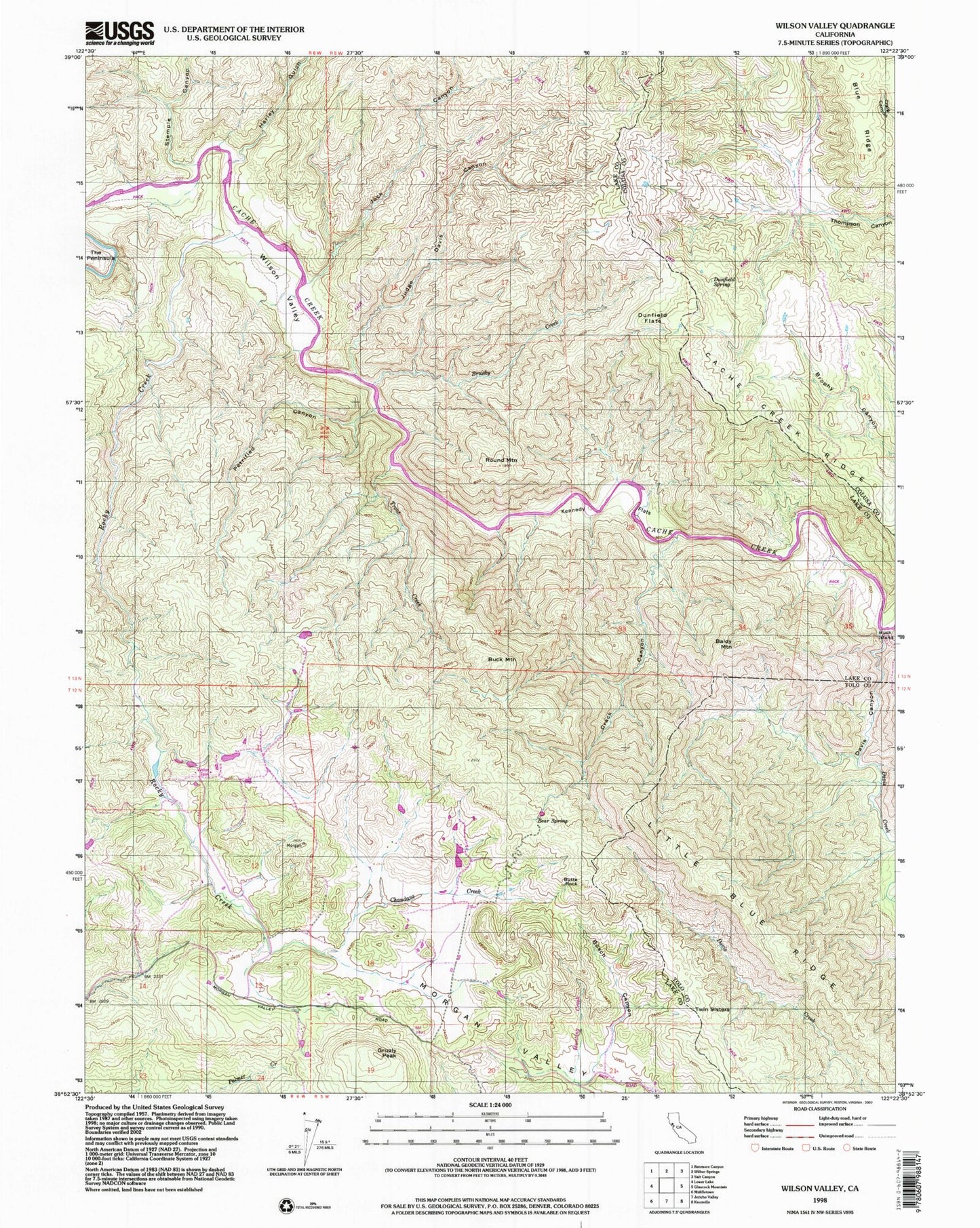 USGS Classic Wilson Valley California 7.5'x7.5' Topo Map Image