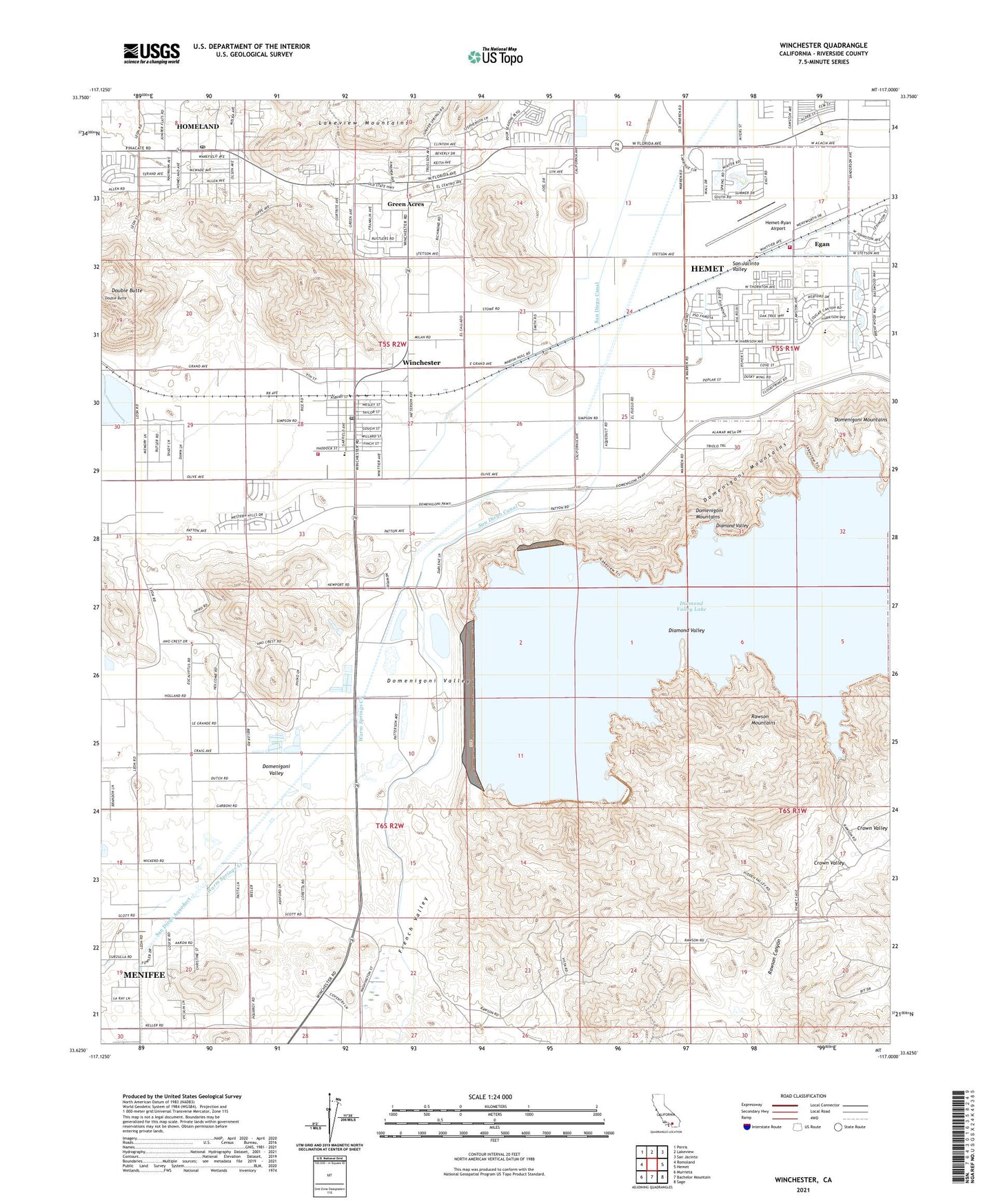 Winchester California US Topo Map Image