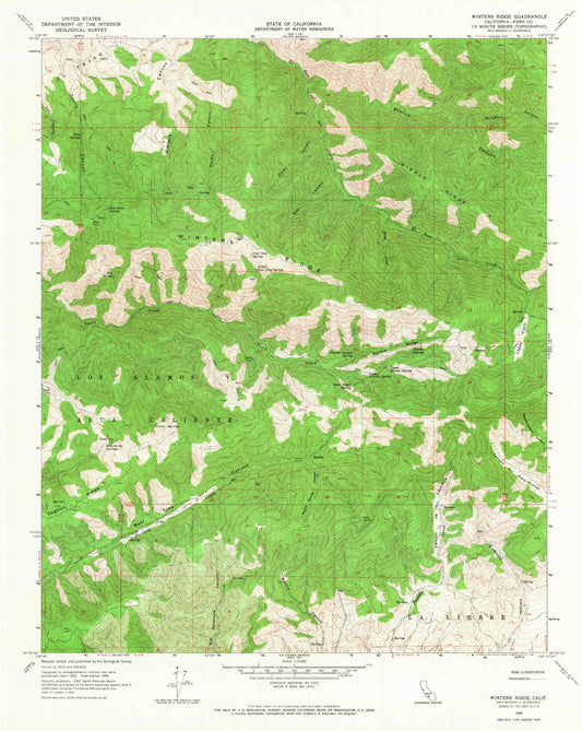 Classic USGS Winters Ridge California 7.5'x7.5' Topo Map Image