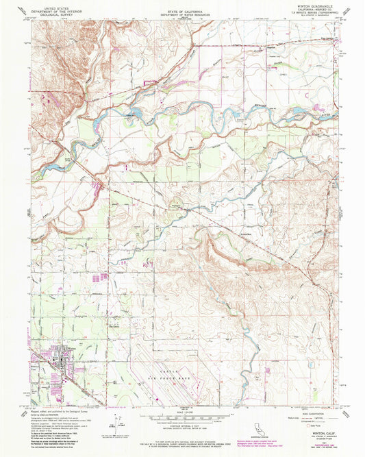 Classic USGS Winton California 7.5'x7.5' Topo Map Image