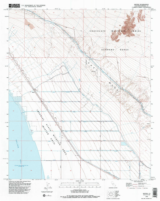 Classic USGS Wister California 7.5'x7.5' Topo Map Image
