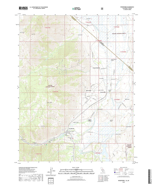 Woodfords California US Topo Map Image