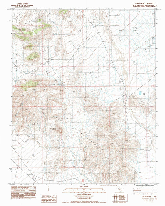 Classic USGS Woods Mountains California 7.5'x7.5' Topo Map Image