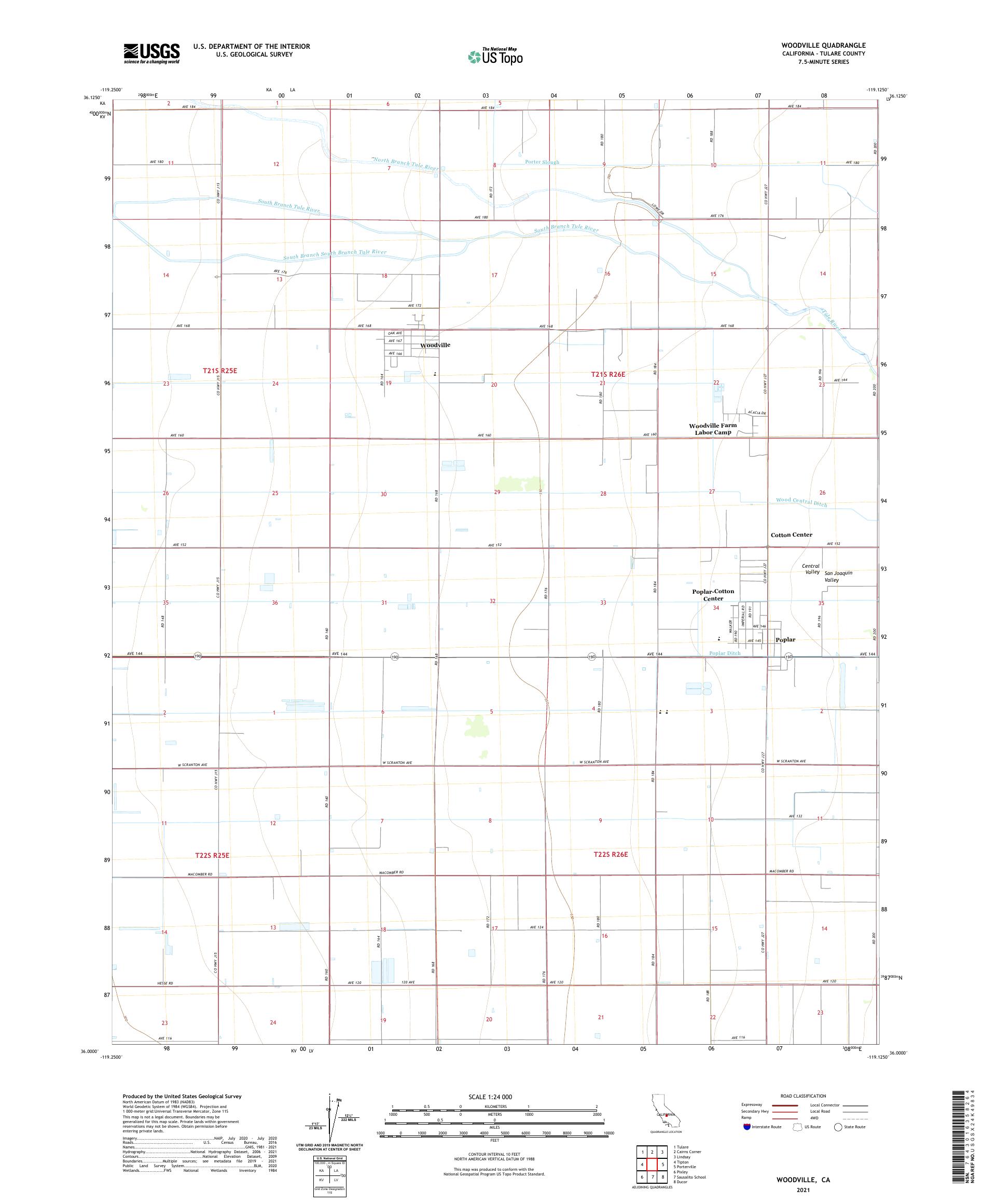 Woodville California US Topo Map – MyTopo Map Store