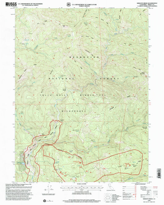Classic USGS Wrights Ridge California 7.5'x7.5' Topo Map Image
