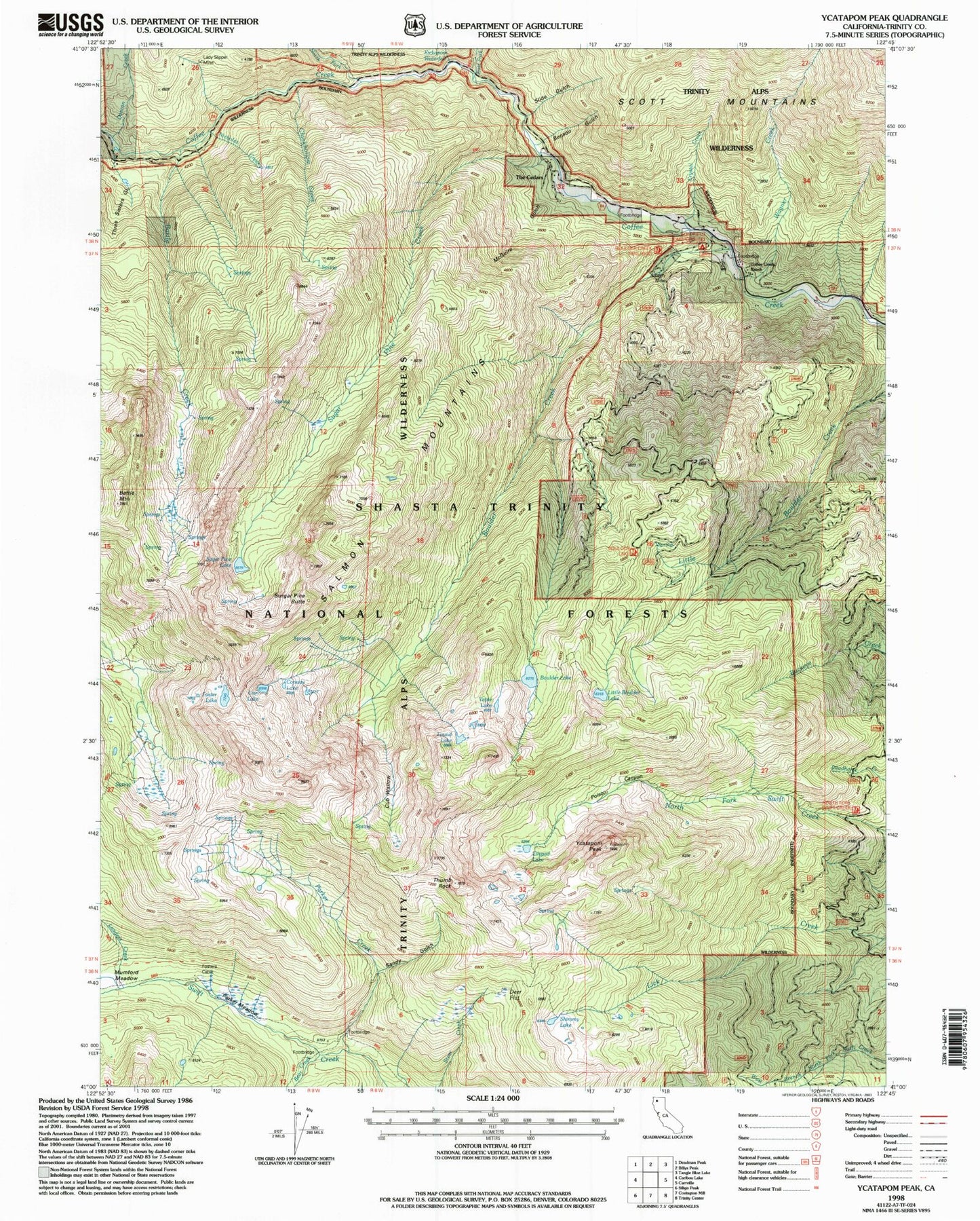 USGS Classic Ycatapom Peak California 7.5'x7.5' Topo Map Image