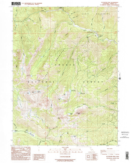USGS Classic Ycatapom Peak California 7.5'x7.5' Topo Map Image
