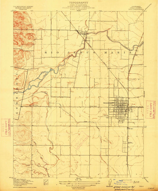 Classic USGS Woodland California 7.5'x7.5' Topo Map Image