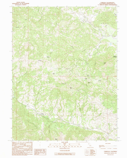 Classic USGS Yorkville California 7.5'x7.5' Topo Map Image