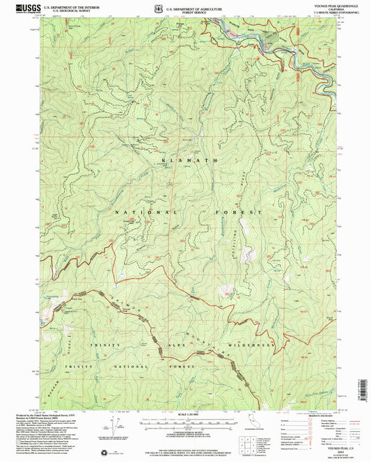 Classic USGS Youngs Peak California 7.5'x7.5' Topo Map Image
