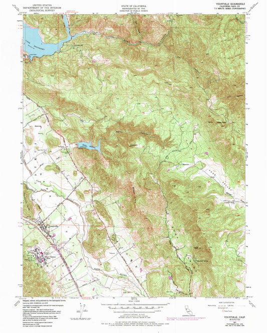 Classic USGS Yountville California 7.5'x7.5' Topo Map Image