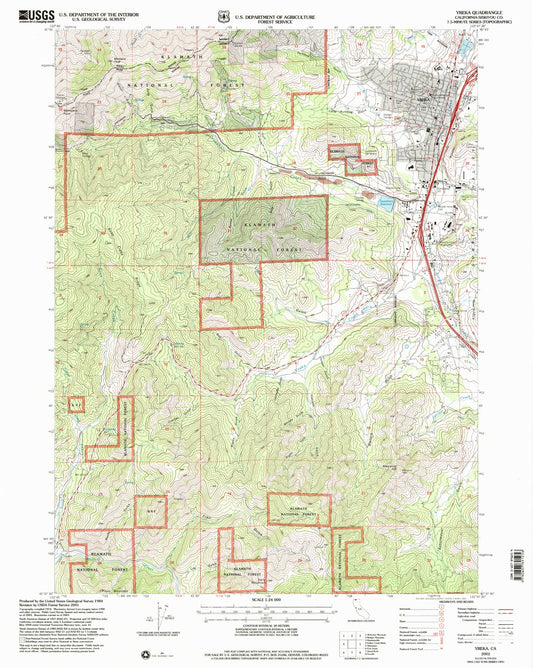 Classic USGS Yreka California 7.5'x7.5' Topo Map Image