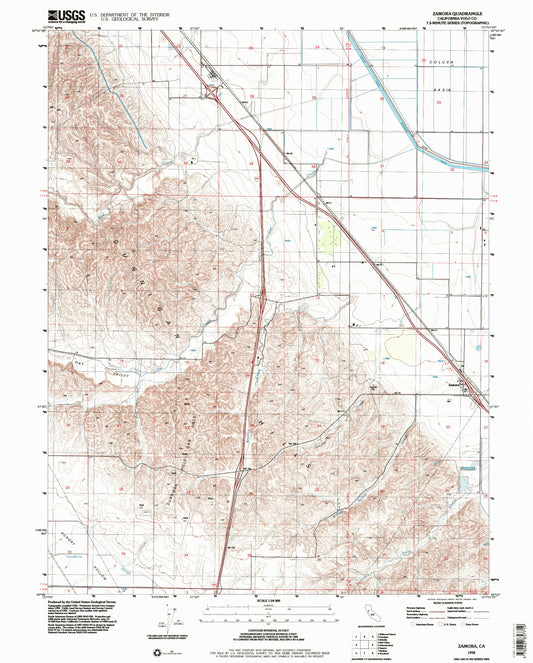 Classic USGS Zamora California 7.5'x7.5' Topo Map Image