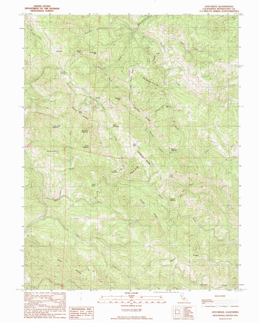 Classic USGS Zeni Ridge California 7.5'x7.5' Topo Map Image