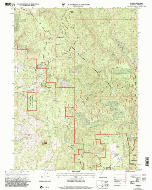 Classic USGS Zenia California 7.5'x7.5' Topo Map Image