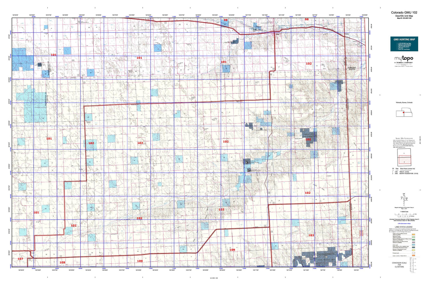 Colorado GMU 102 Map Image