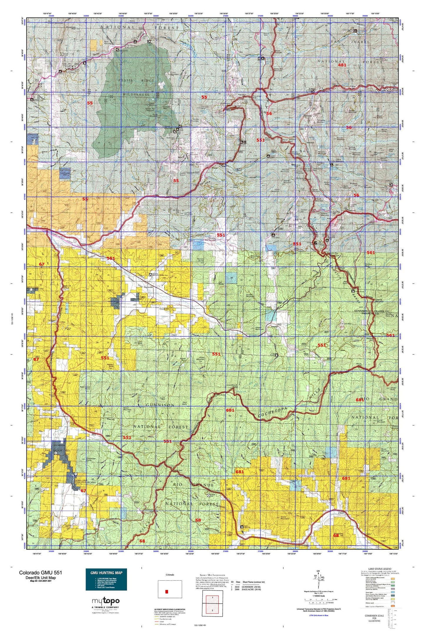 Colorado GMU 551 Map Image