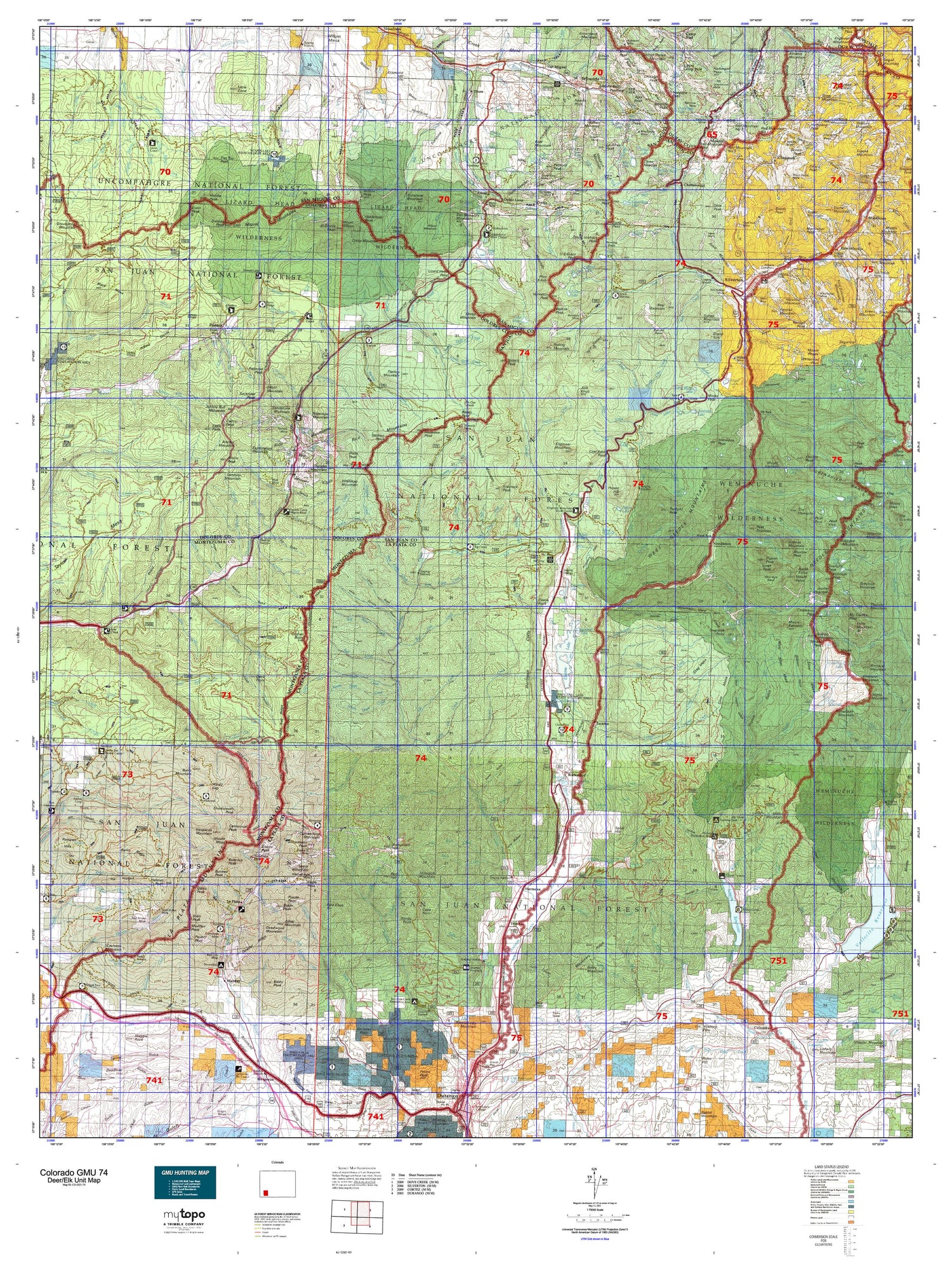 Colorado GMU 74 Map Image