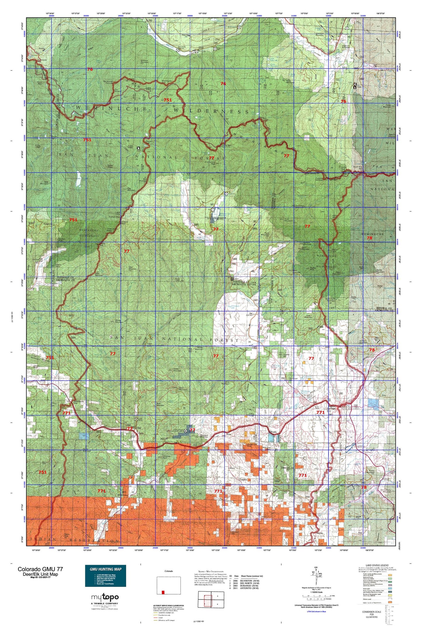 Colorado GMU 77 Map Image