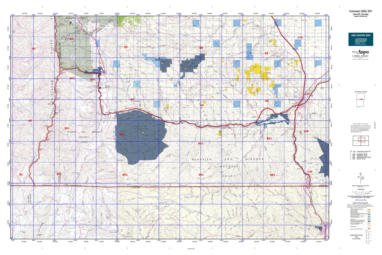 Colorado GMU 851 Map Image