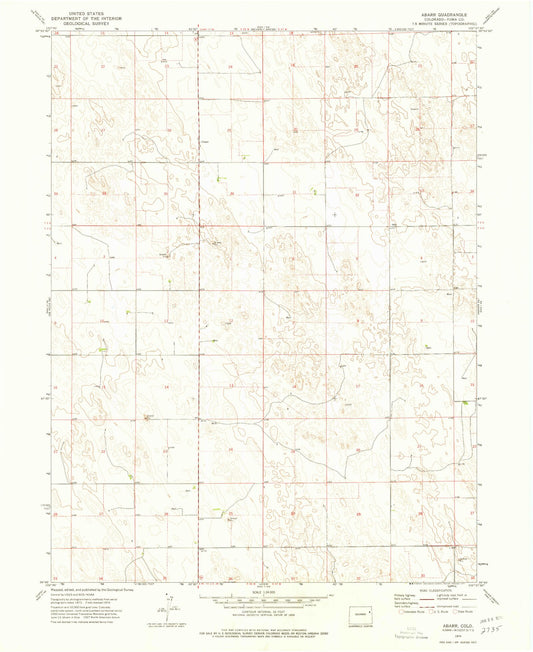 Classic USGS Abarr Colorado 7.5'x7.5' Topo Map Image