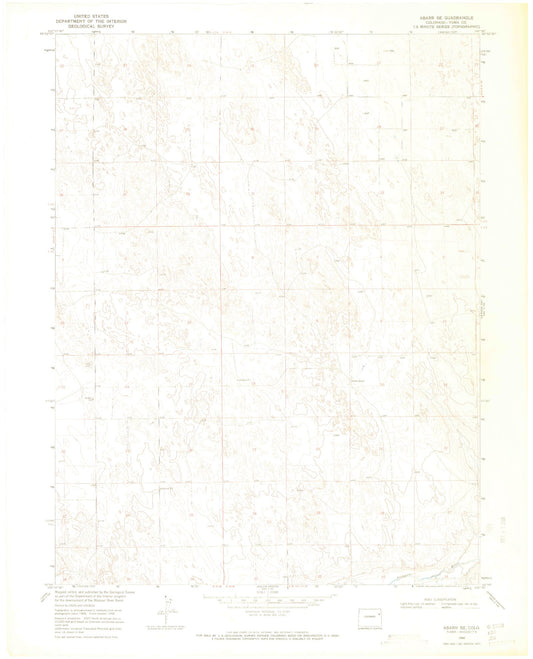 Classic USGS Abarr SE Colorado 7.5'x7.5' Topo Map Image